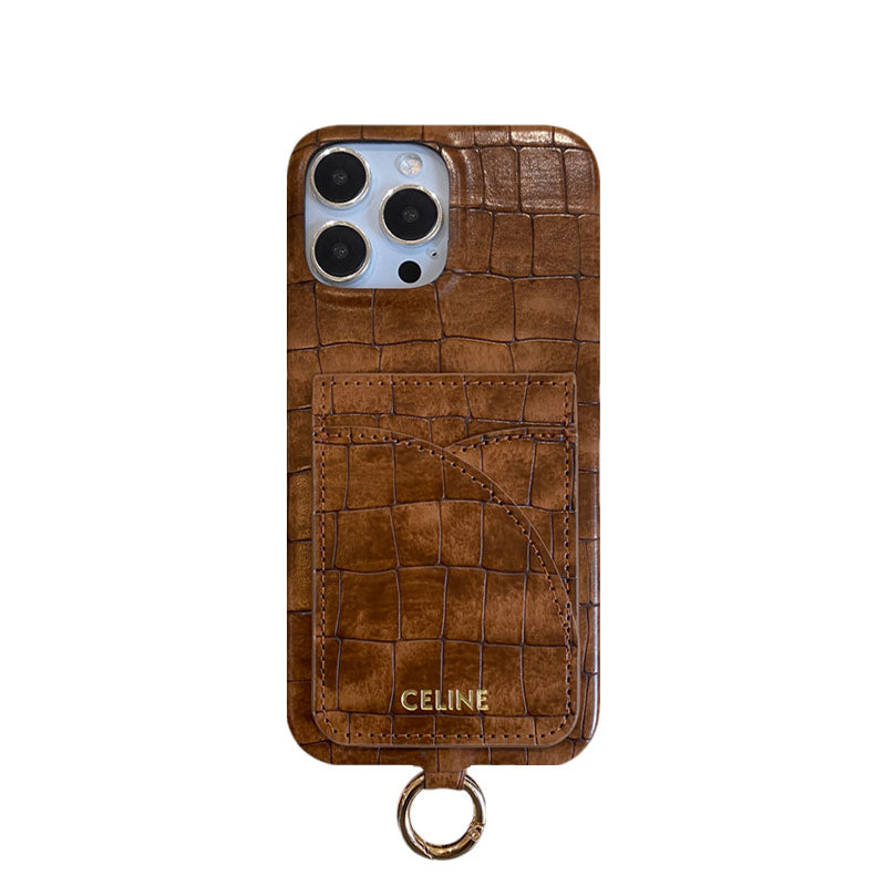 Alligator Print Celine iPhone-kotelo, jossa korttipidike ja hihna vihreä -EYP241415