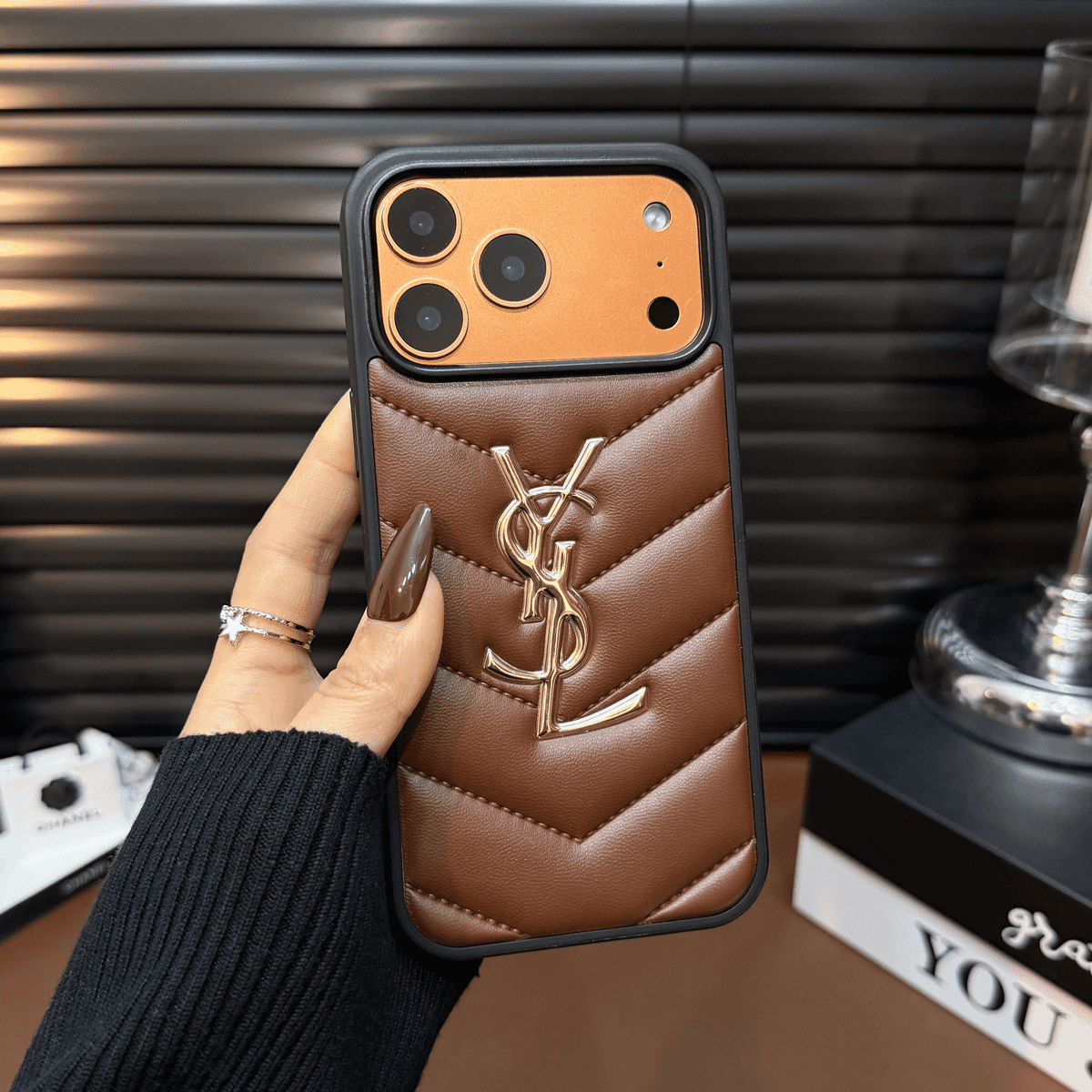 Luxe gewatteerd leren iPhone-hoesje - Schokbestendige, slanke beschermhoes