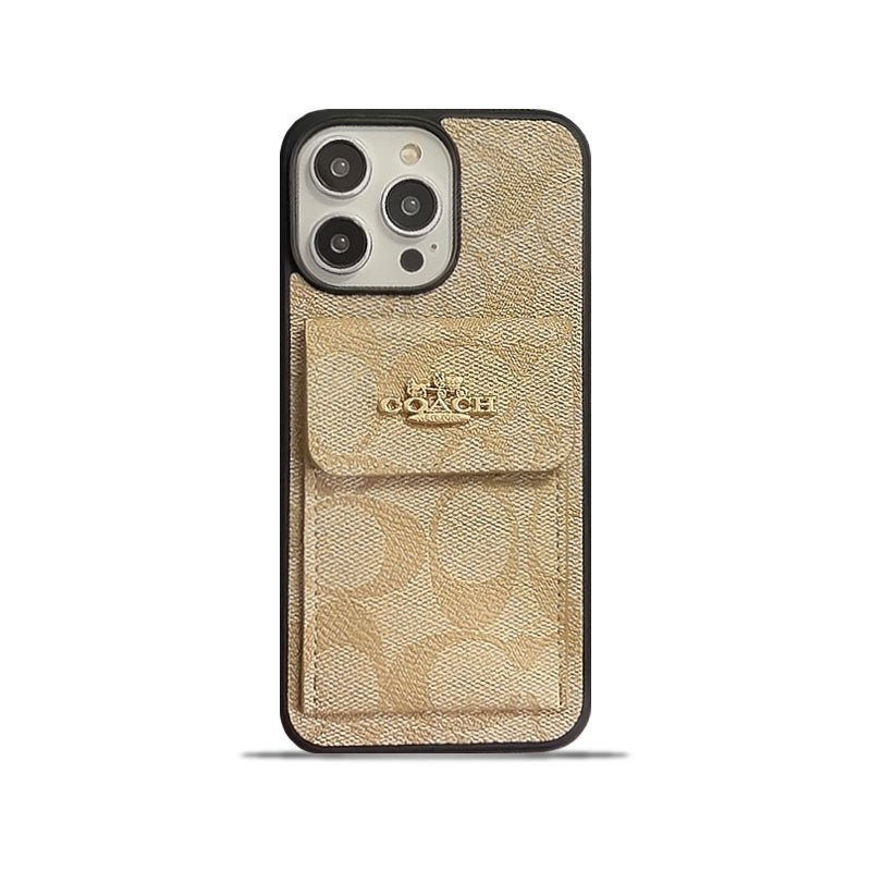 Custodia classica per iPhone con portafoglio porta carte Caffè -SZK240425