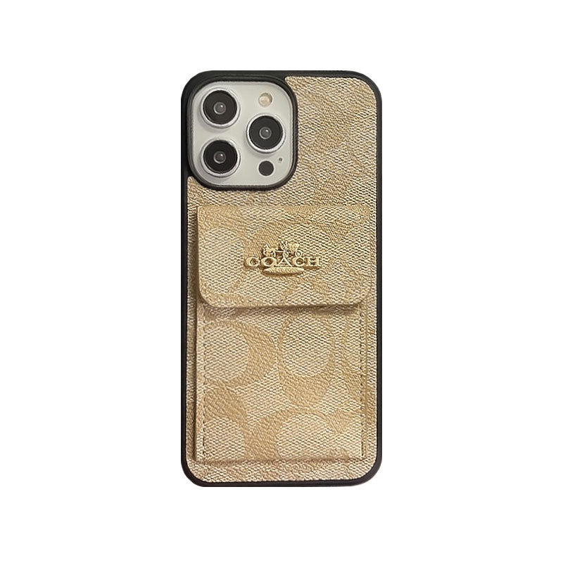 Custodia classica per iPhone con portafoglio porta carte Caffè -SZK240425