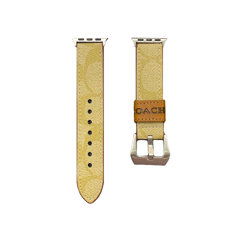 가죽 코치 Apple Watch 밴드 다크 브라운-YHK244221710