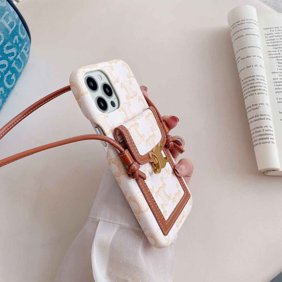 Weiße Celine iPhone-Hülle mit Kartenhalter -LH240109
