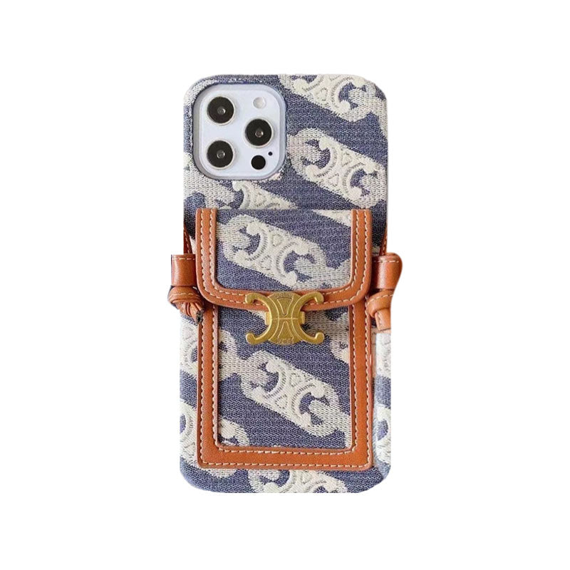 Weiße Celine iPhone-Hülle mit Kartenhalter -LH240109