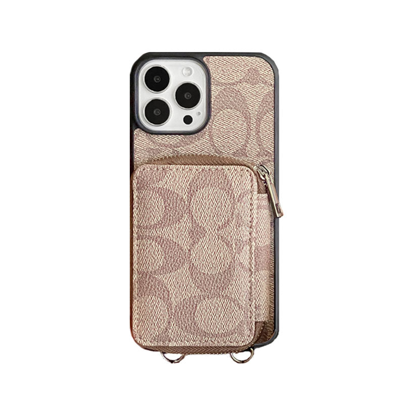 クラシック iPhone ケース ウォレット付き コーヒー-LQB241412