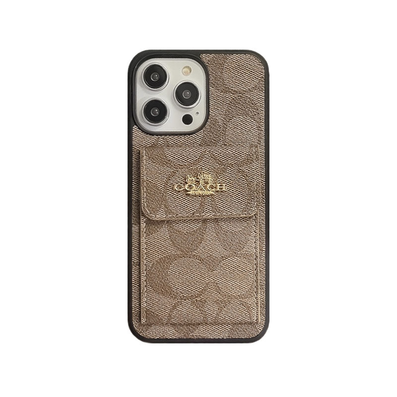 Custodia classica per iPhone con portafoglio porta carte Caffè -SZK240425
