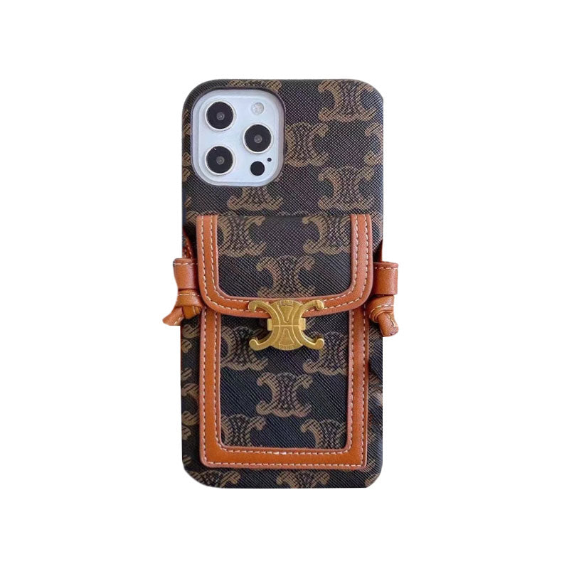 Weiße Celine iPhone-Hülle mit Kartenhalter -LH240109