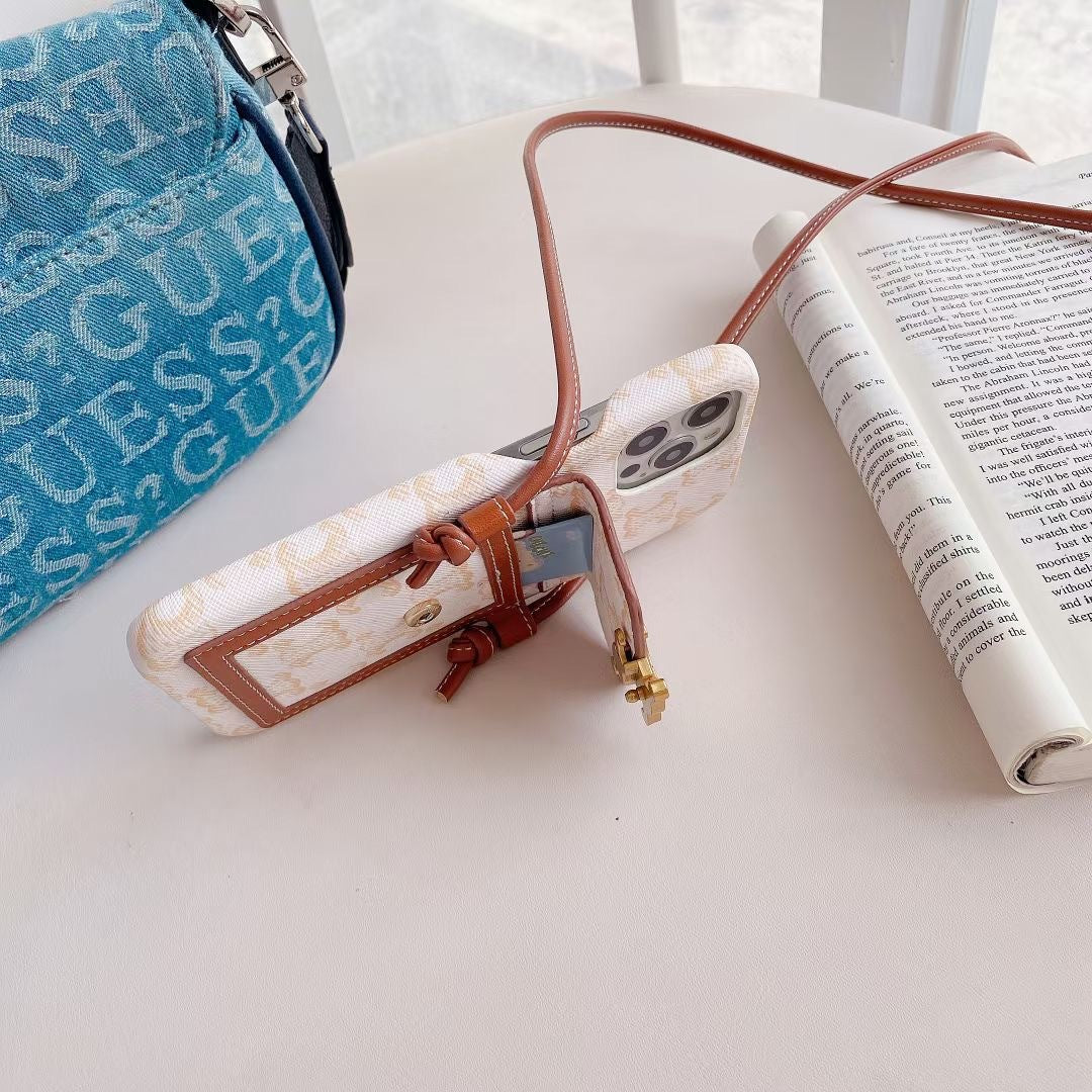 Weiße Celine iPhone-Hülle mit Kartenhalter -LH240109