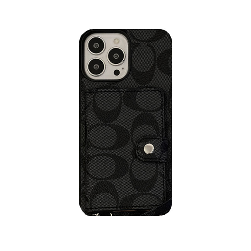 Klassiek iPhone-hoesje met portemonnee en riem, wit -SZK240402