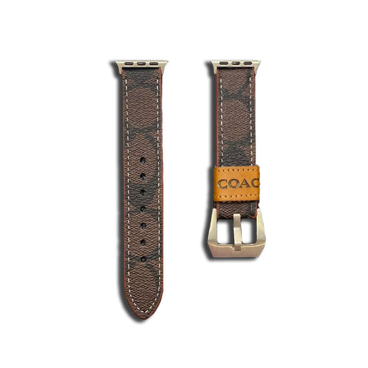 가죽 코치 Apple Watch 밴드 다크 브라운-YHK244221710