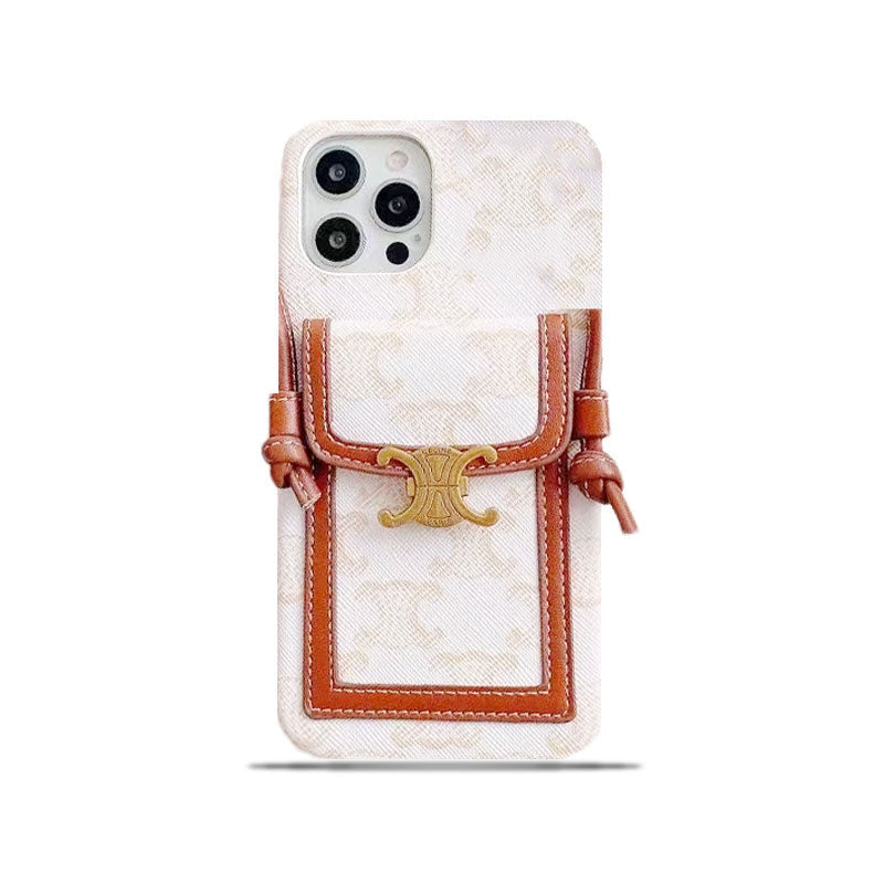 Weiße Celine iPhone-Hülle mit Kartenhalter -LH240109