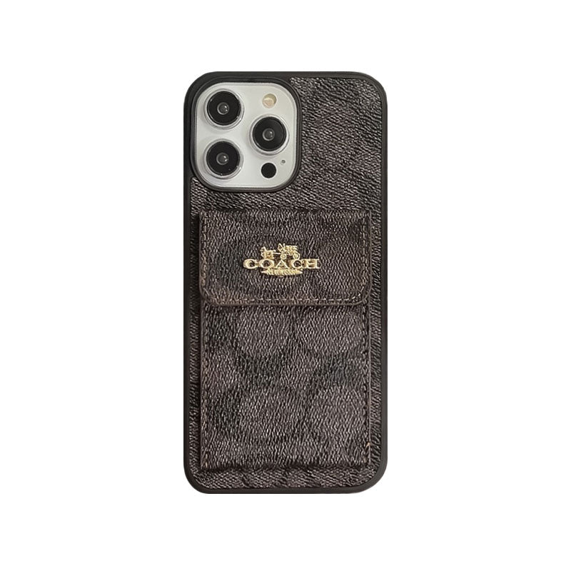 Custodia classica per iPhone con portafoglio porta carte Caffè -SZK240425