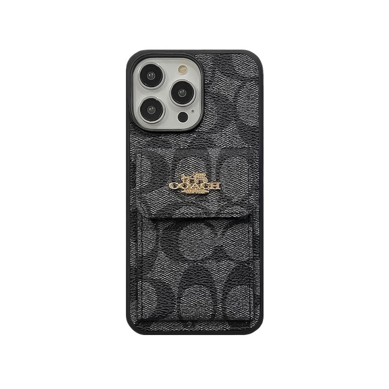 Custodia classica per iPhone con portafoglio porta carte Caffè -SZK240425