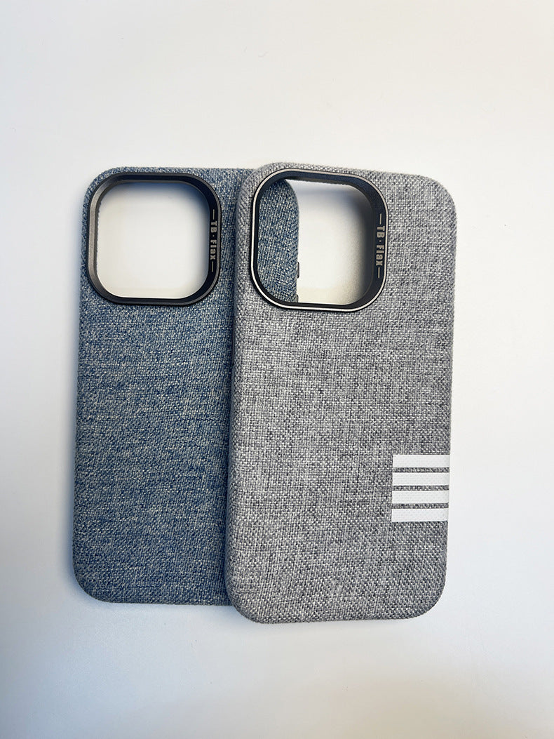 Premium vintage linen fabric magnetic phone case for iPhone