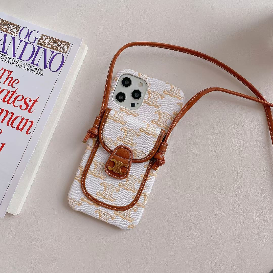 Weiße Celine iPhone-Hülle mit Kartenhalter -LH240109