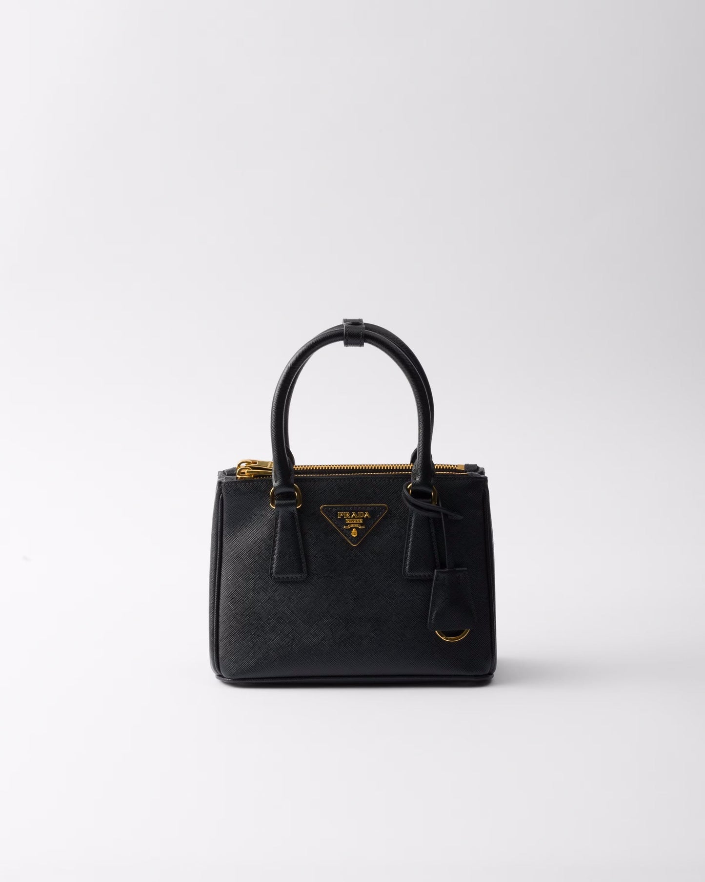 Mini Saffiano Leather Structured Top Handle Tote Bag