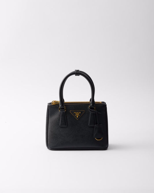 Mini Saffiano Leather Structured Top Handle Tote Bag