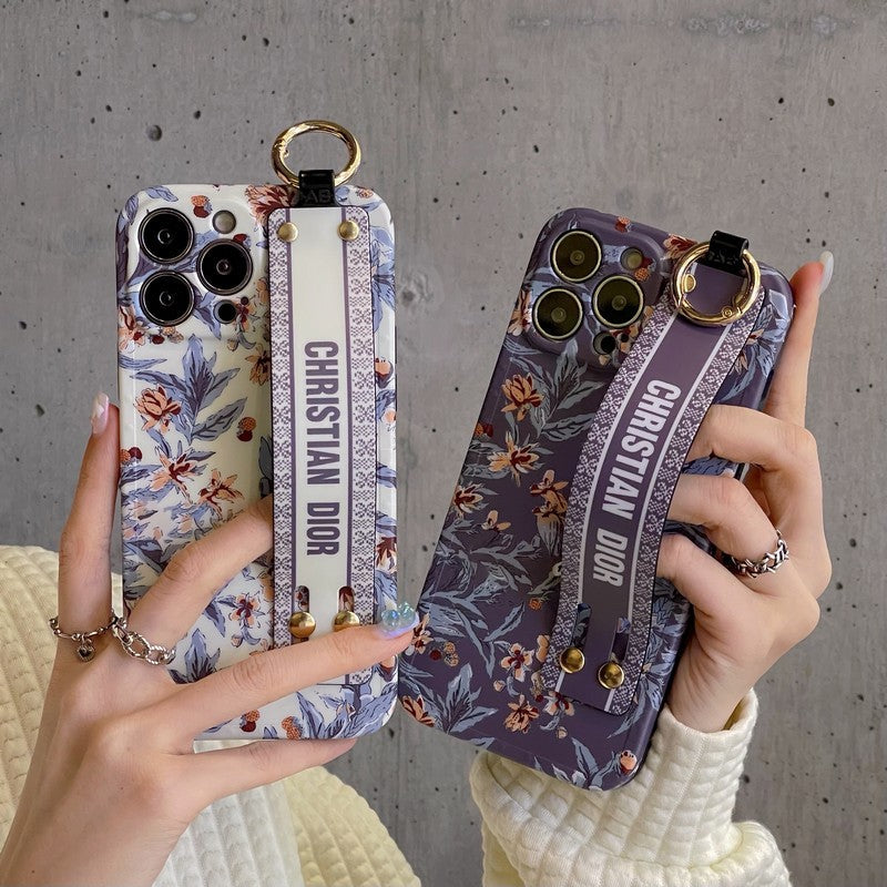 時尚紫色 & 白色腕帶 iPhone 保護殼