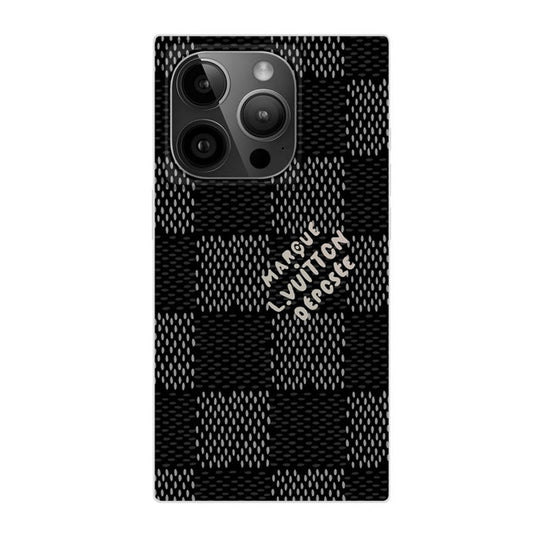 Πολυτελής Μαύρη<lAMP>Λευκή τετράγωνη θήκη iPhone