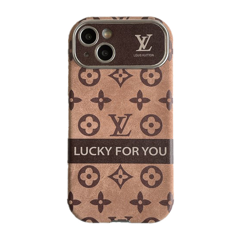 Luxe bruin & zwart klassiek lederen iPhone-hoesje