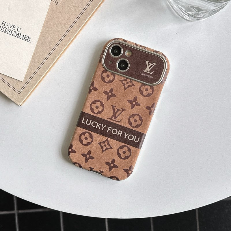 Luxe bruin & zwart klassiek lederen iPhone-hoesje