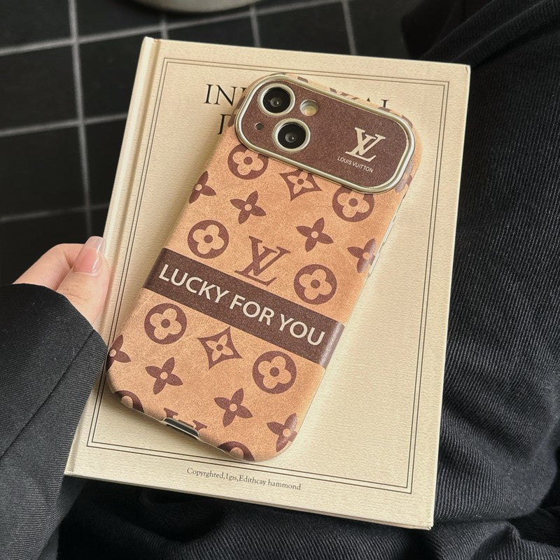 Luxe bruin & zwart klassiek lederen iPhone-hoesje