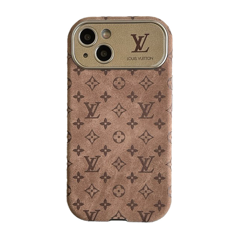 Luxe bruin & zwart klassiek lederen iPhone-hoesje