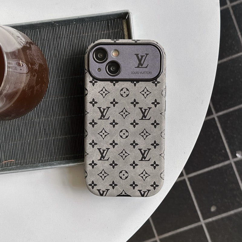 Luxe bruin & zwart klassiek lederen iPhone-hoesje