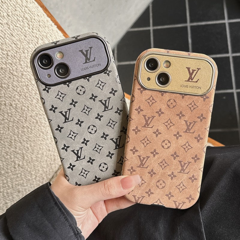 Luxe bruin & zwart klassiek lederen iPhone-hoesje