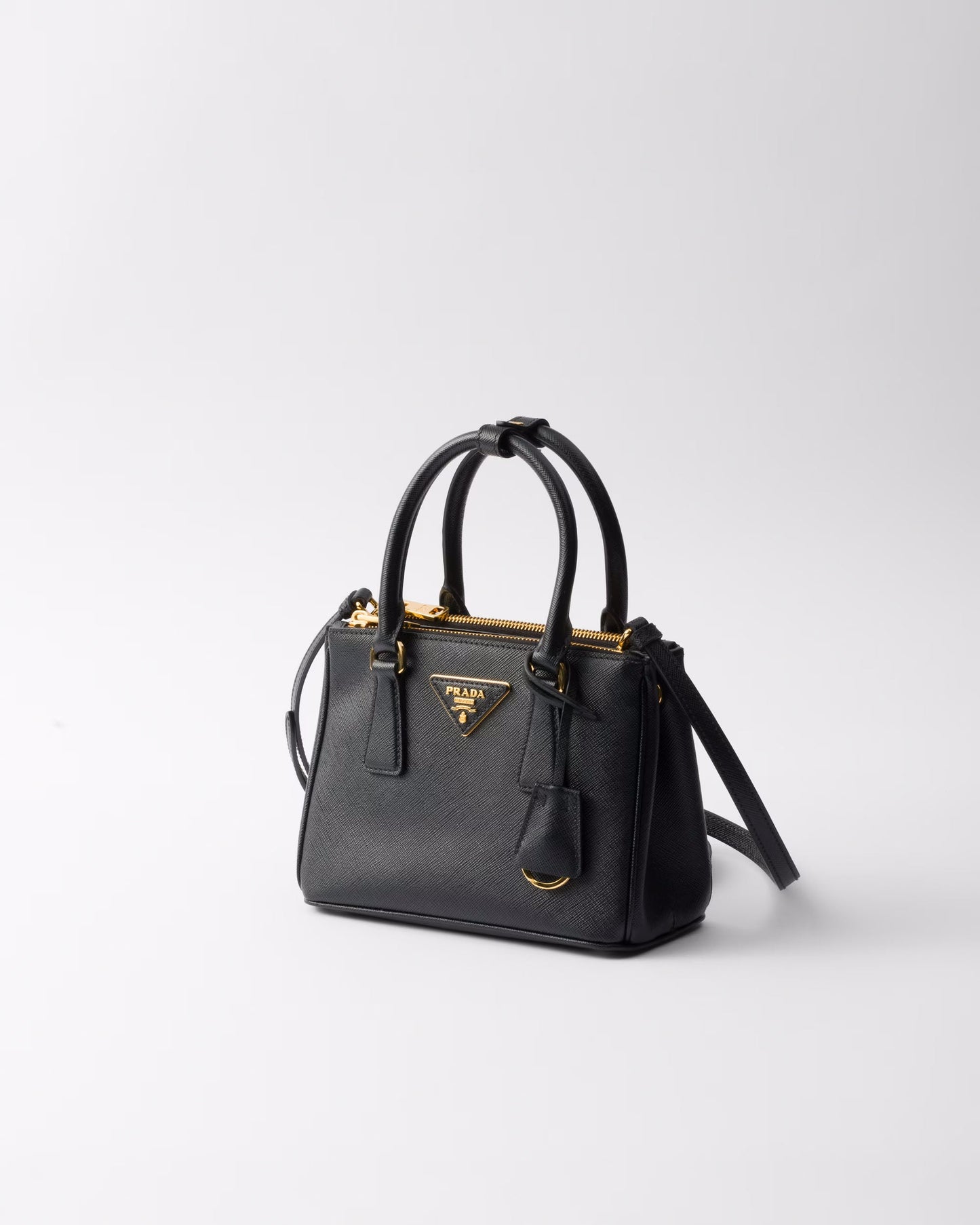 Mini Saffiano Leather Structured Top Handle Tote Bag