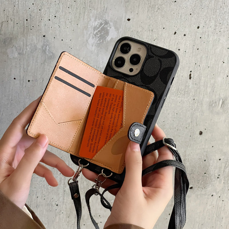 經典 iPhone 保護殼（附錢包和錶帶）棕色 -SZK240402