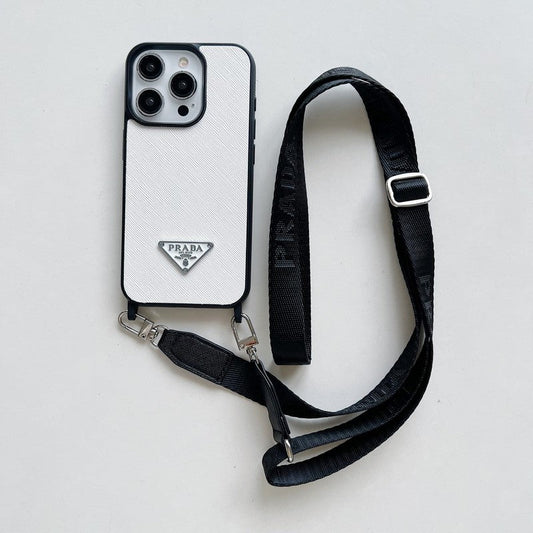 Luxuriöse iPhone-Hülle aus Leder zum Umhängen