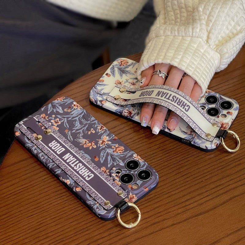時尚紫色 & 白色腕帶 iPhone 保護殼