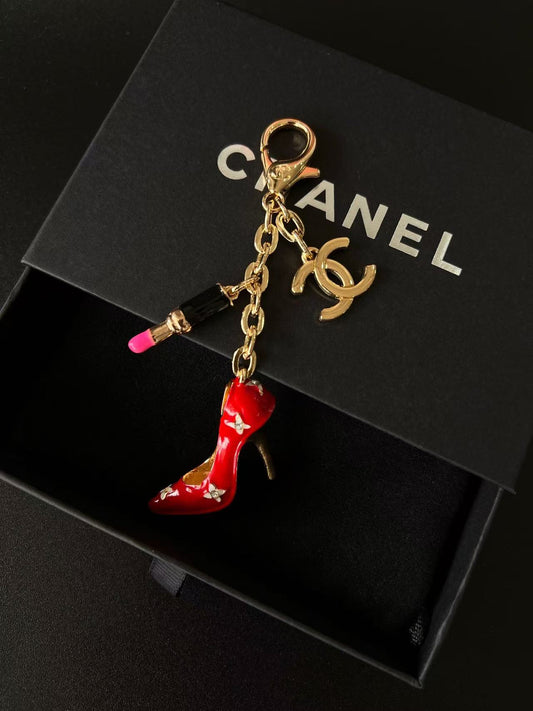Luxury High Heel & Lipstick Bag Charm Keychain