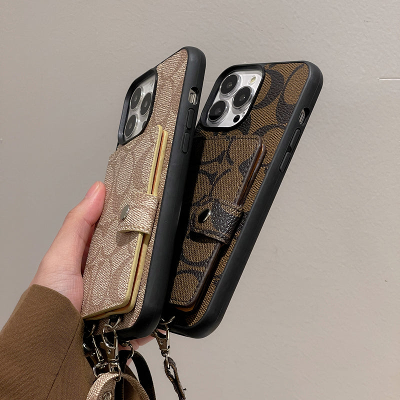 經典 iPhone 保護殼（附錢包和錶帶）棕色 -SZK240402