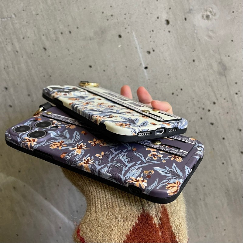 時尚紫色 & 白色腕帶 iPhone 保護殼