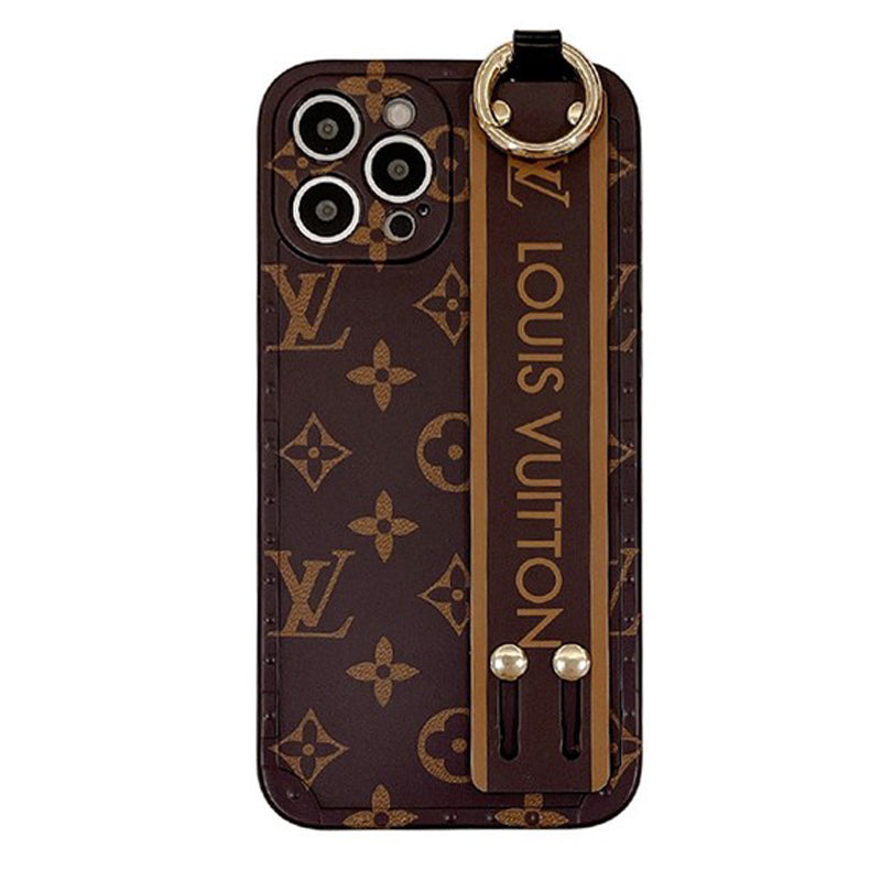 लक्ज़री ब्राउन रिस्टबैंड iPhone केस