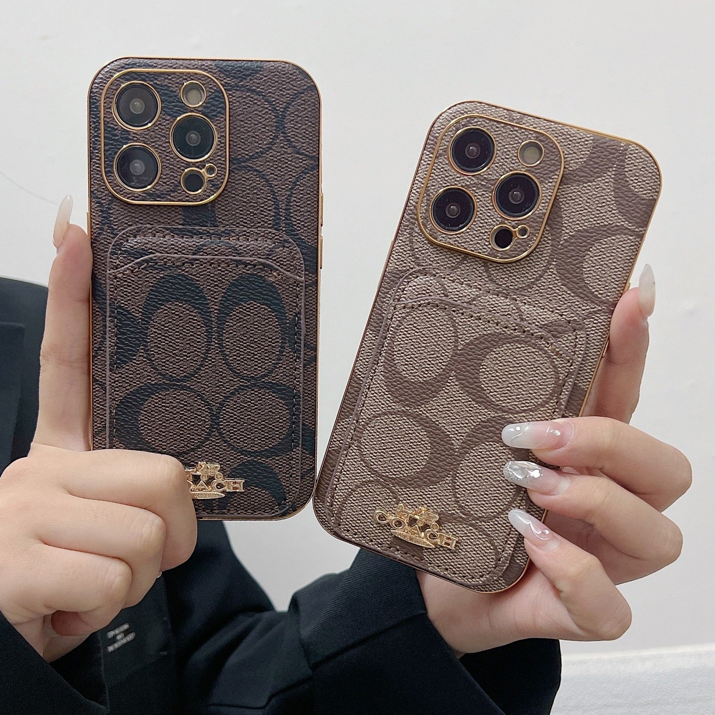 Klassiek iPhone-hoesje met kaarthouder koffie -KB241651