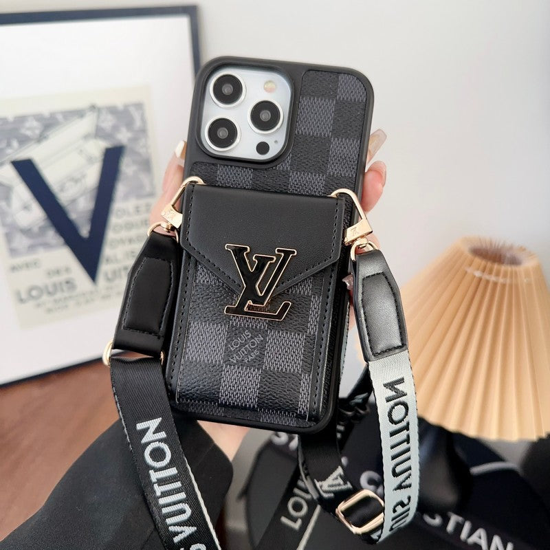 Luxuriöse iPhone-Hülle mit Kartenetui und fünffarbiger Kette