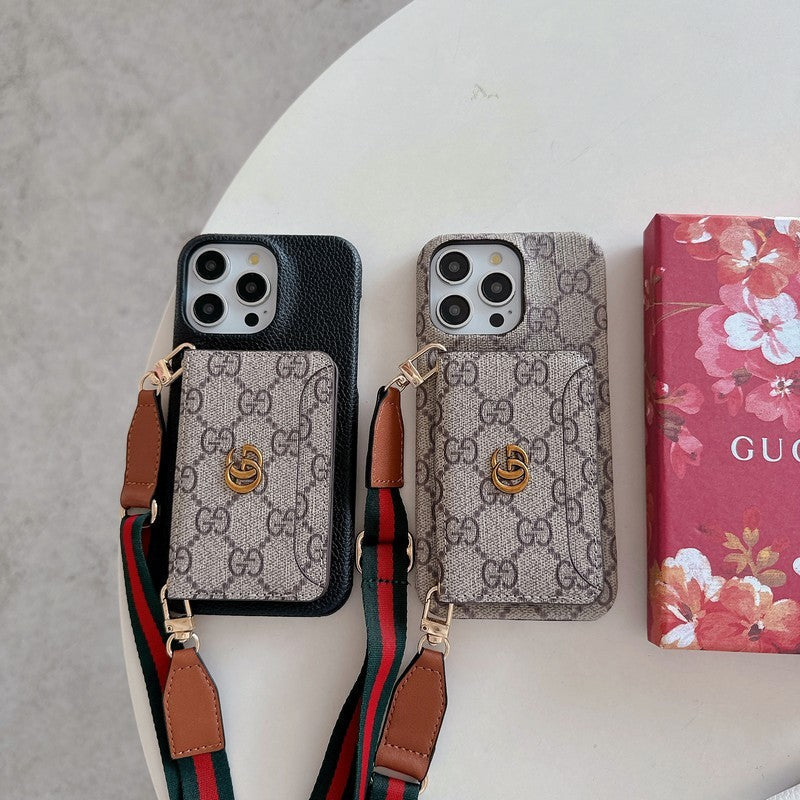 高級卡包斜背經典 iPhone 手機殼