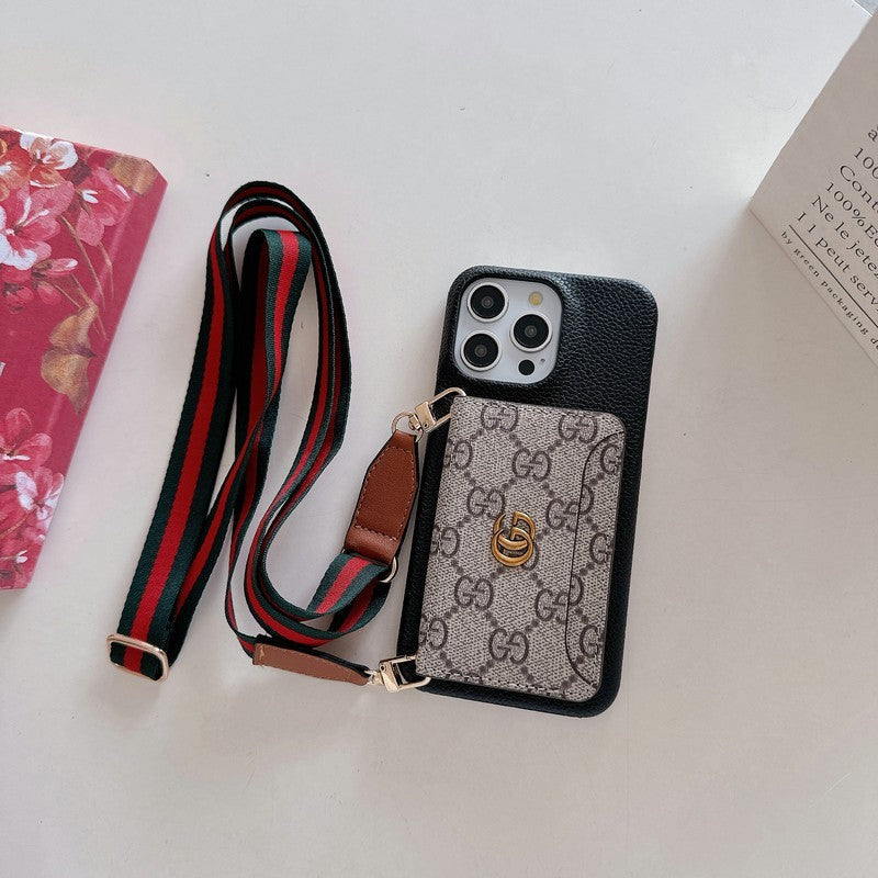 高級卡包斜背經典 iPhone 手機殼