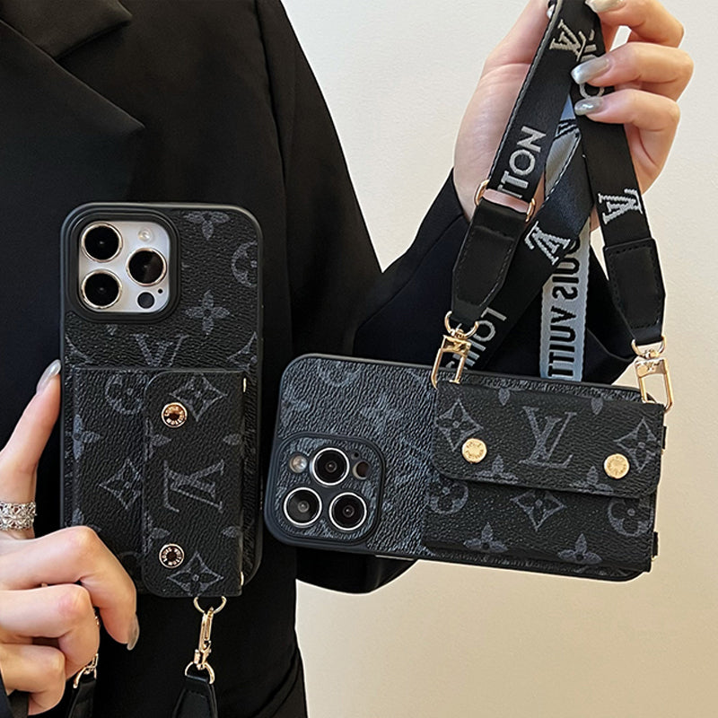 奢華卡包鏈條黑色 iPhone 手機殼