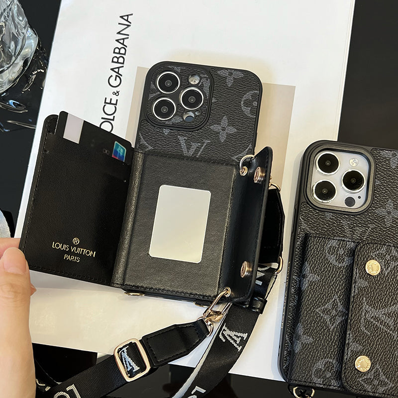 奢華卡包鏈條黑色 iPhone 手機殼