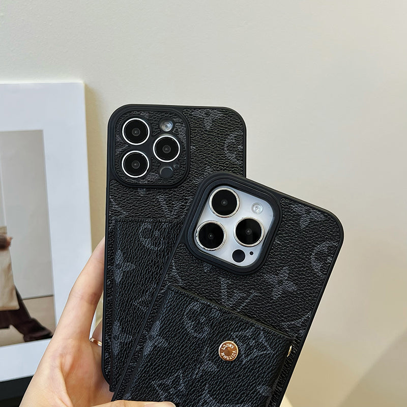 奢華卡包鏈條黑色 iPhone 手機殼