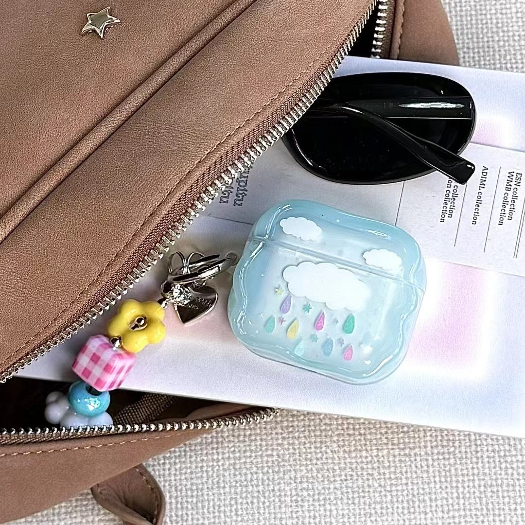 Blue Cloud AirPods Case with Beaded Charm