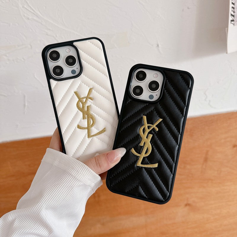 Saint Zwart & Wit leren iPhone-hoesje