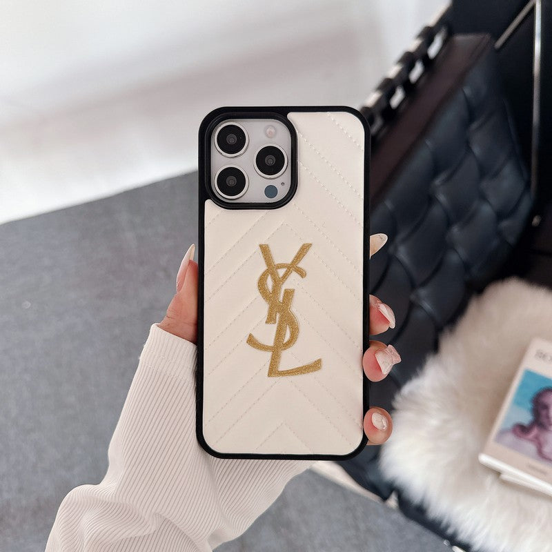 Saint Zwart & Wit leren iPhone-hoesje