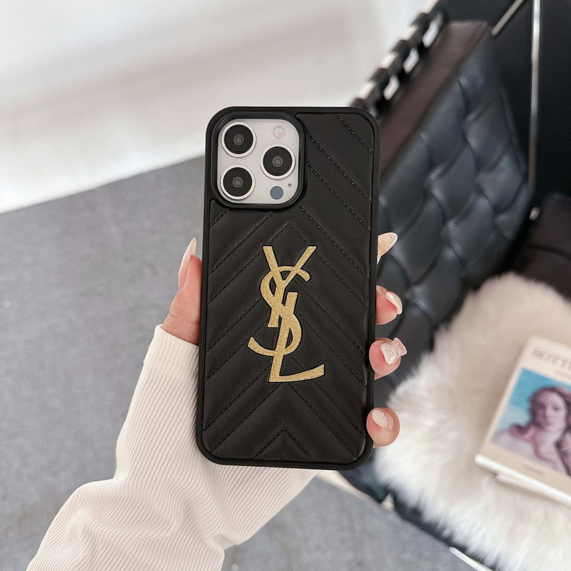 Saint Zwart & Wit leren iPhone-hoesje