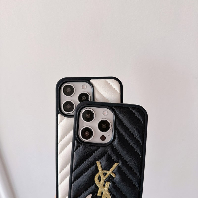 Saint Zwart & Wit leren iPhone-hoesje