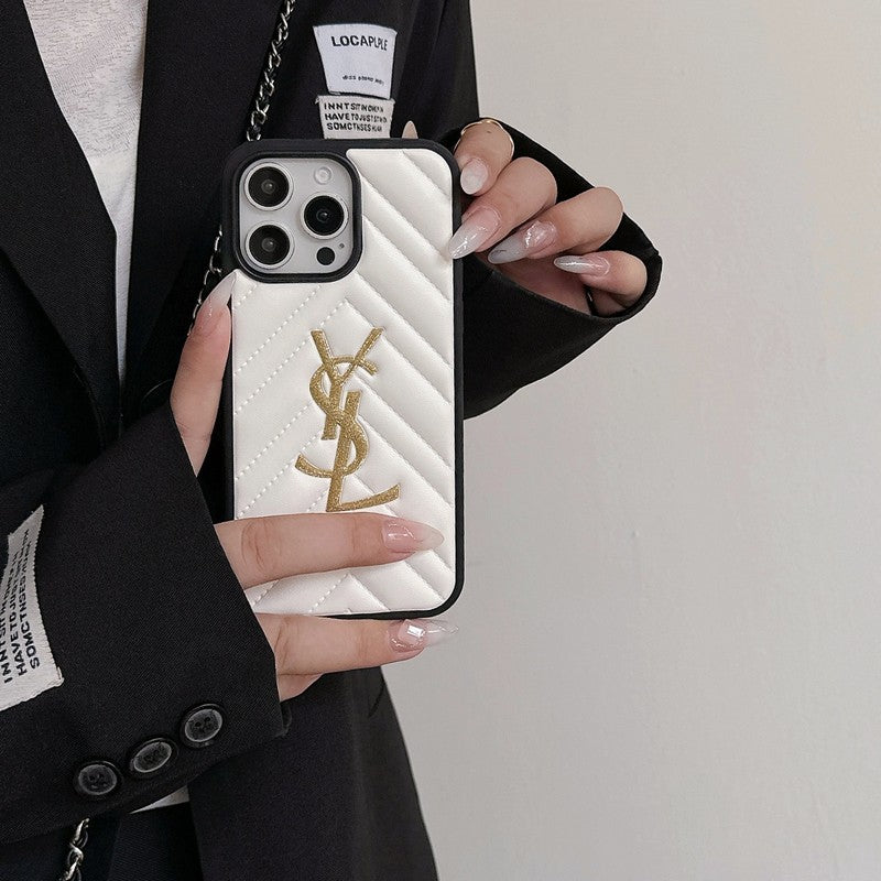 Saint Zwart & Wit leren iPhone-hoesje