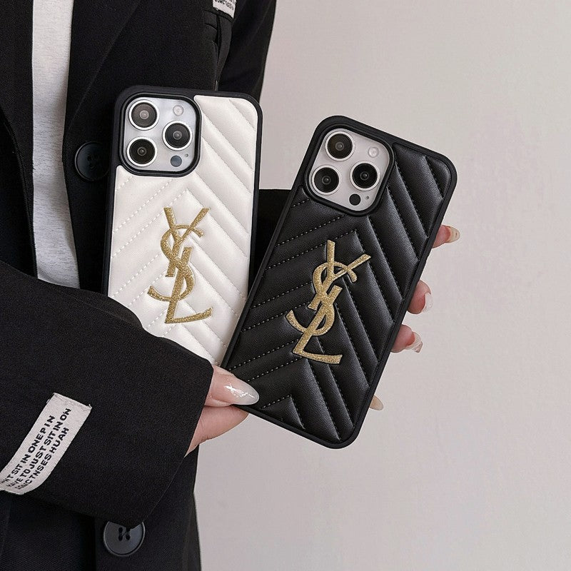 Saint Zwart & Wit leren iPhone-hoesje
